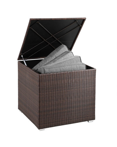 Cushion Storage Box Polyrattan 318L Brown Cube